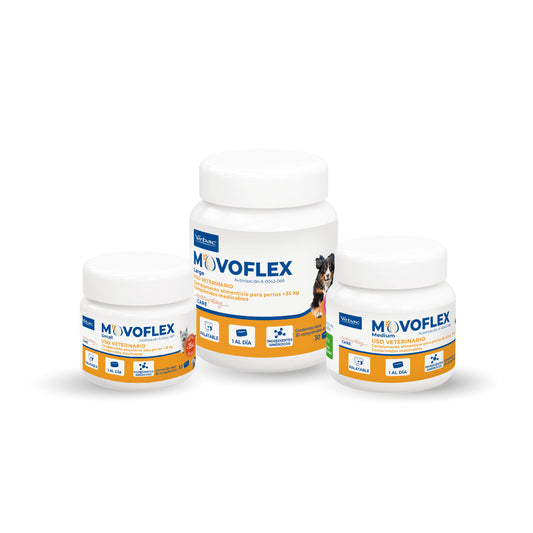 🐕🦺 Movoflex – Suplemento Avanzado para Articulaciones. Frasco con 30 comprimidos masticables.