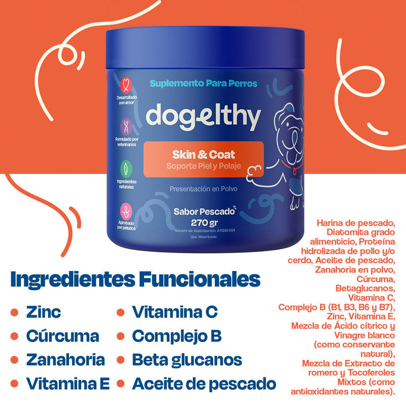 🐶 Dogelthy Skin & Coat – Suplemento para Piel Sana y Pelaje Brillante en Perros