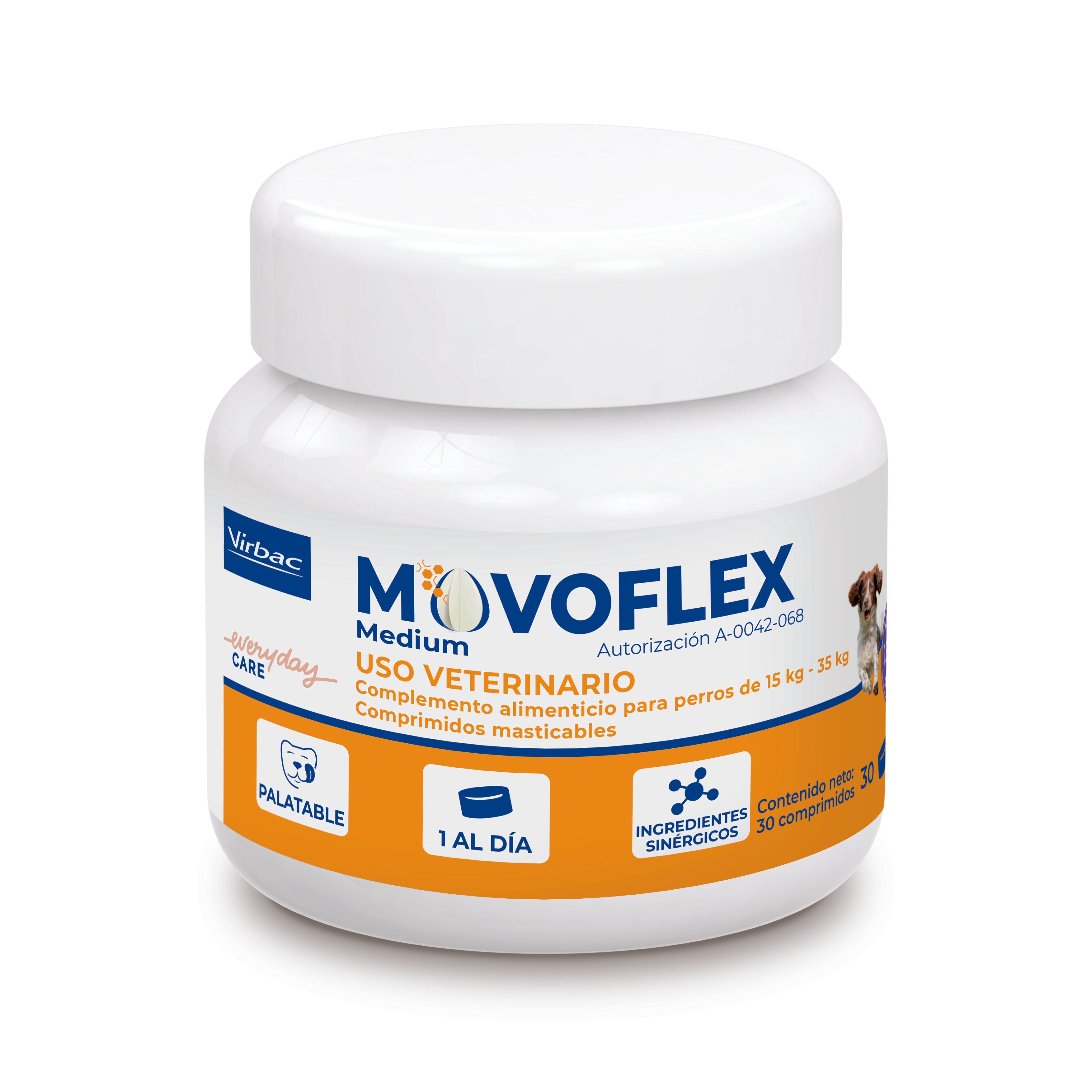 🐕‍🦺 Movoflex – Suplemento Avanzado para Articulaciones. Frasco con 30 comprimidos masticables.