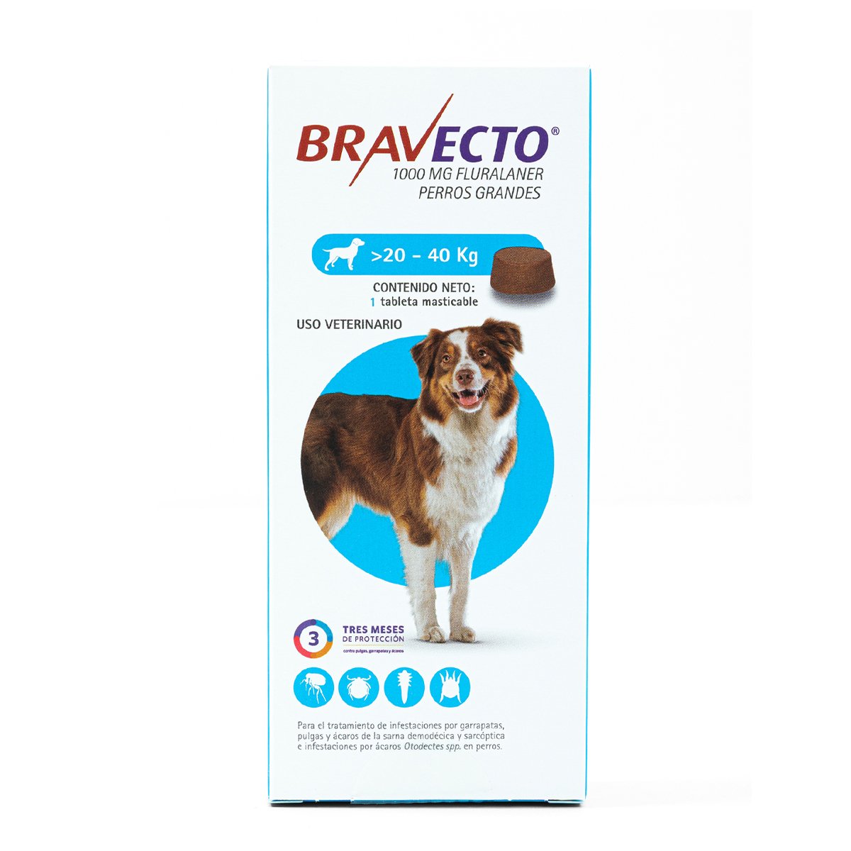 🐶 Bravecto Chew  3M – Tableta Antipulgas, Garrapatas y Ácaros para Perros. 3 meses de protección.