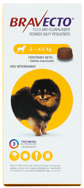 🐶 Bravecto Chew  3M – Tableta Antipulgas, Garrapatas y Ácaros para Perros. 3 meses de protección.