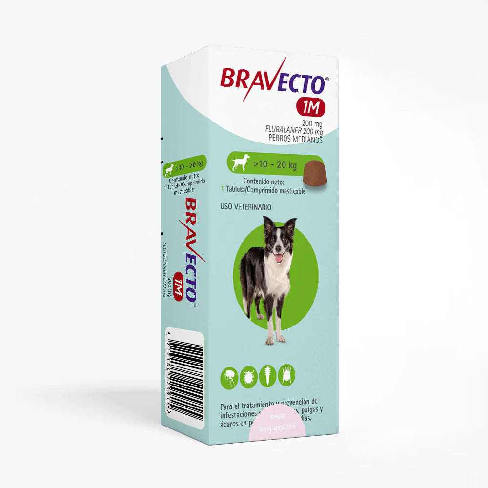 🐶 Bravecto Chew  1M – Tableta Antipulgas, Garrapatas y ácaros para Perros