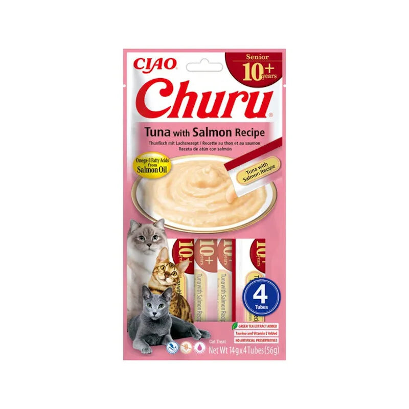 🐱 Inaba Churu atún -receta salmón – Premios Cremosos para Gatos con Sabor Irresistible.