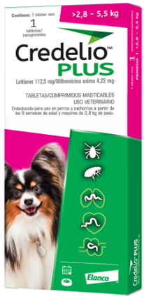Credelio Plus – Tableta Masticable Desparasitación  Externa e Interna para Perros. 1 mes de protección. 5 presentaciones.