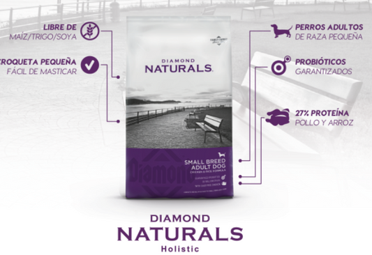 Diamond Naturals Pollo & Arroz para razas pequeñas, bolsa 8.16 kg