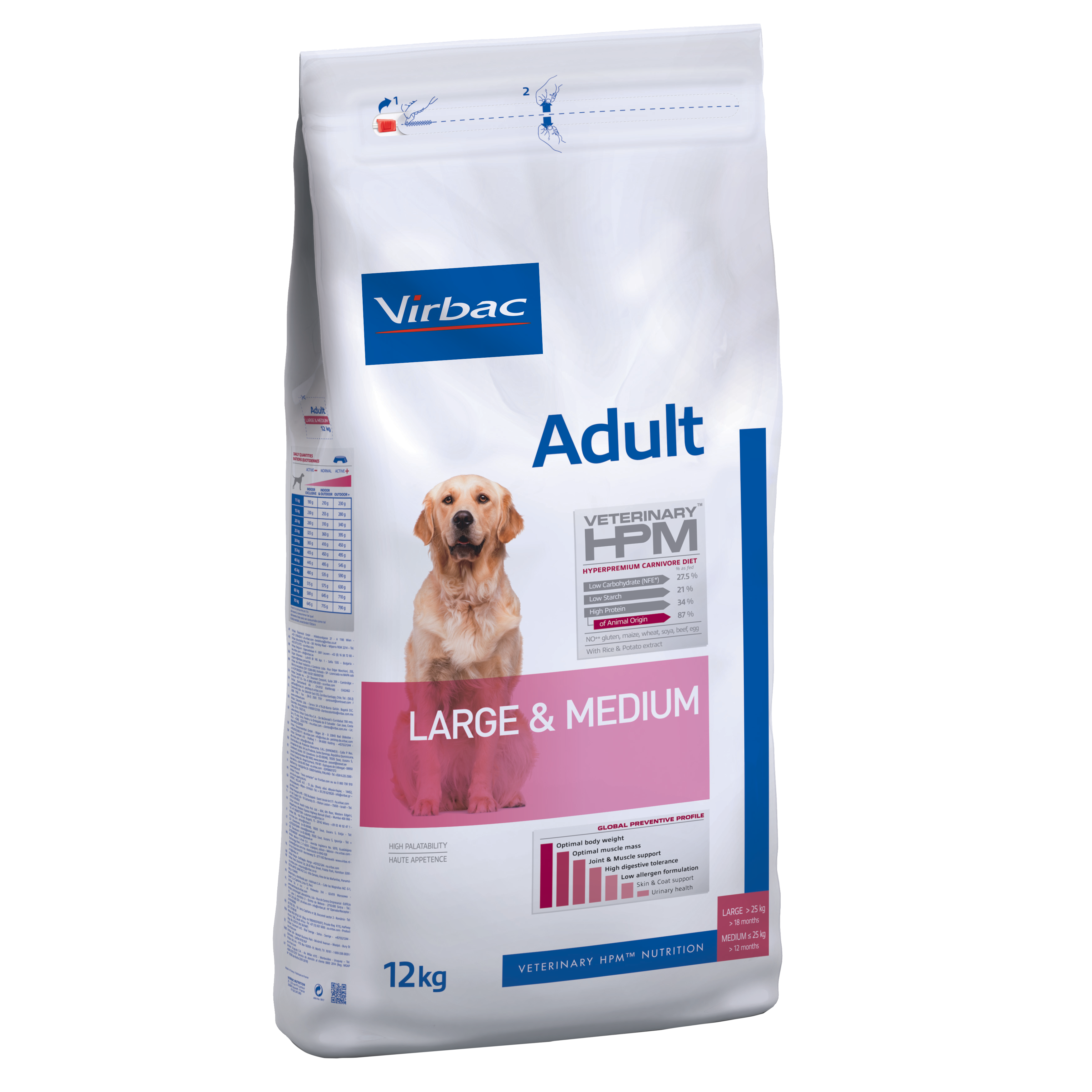 Virbac Alimento HPM para perro Adulto. Raza Mediana y Grande. Presentaciones de 3, 12 y 16 kg.