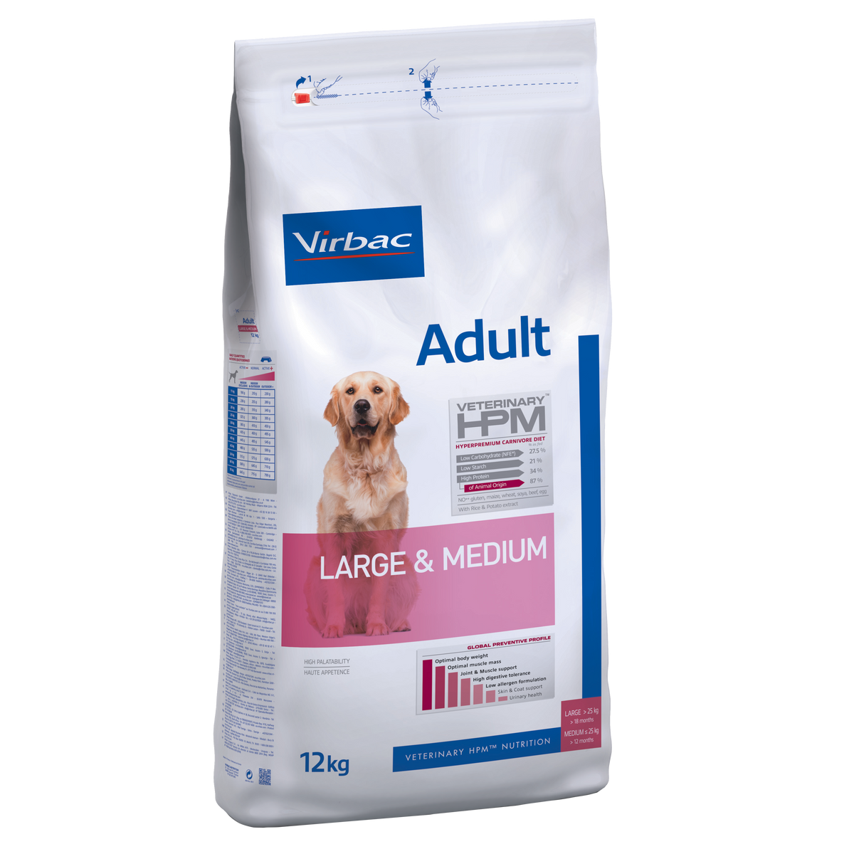Virbac Alimento HPM para perro Adulto. Raza Mediana y Grande. Presentaciones de 3, 12 y 16 kg.