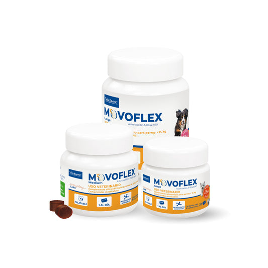 🐕‍🦺 Movoflex – Suplemento Avanzado para Articulaciones. Frasco con 30 comprimidos masticables.