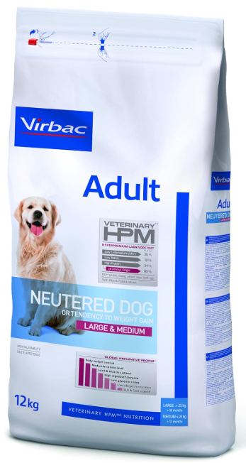 Virbac Alimento HPM Adulto para perros de raza grande y mediana esterilizados o con tendencia a sobrepeso. Bolsa 12 kg