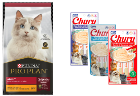 Paquete ProPlan Gato (7.5 kg) y Sobres de Churus