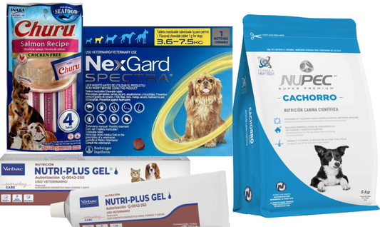 Kit de Adopción Cachorro (2–7.5 kg) – Nupec Cachorro 5 kg + NexGard + Nutri Plus + Churu Dog
