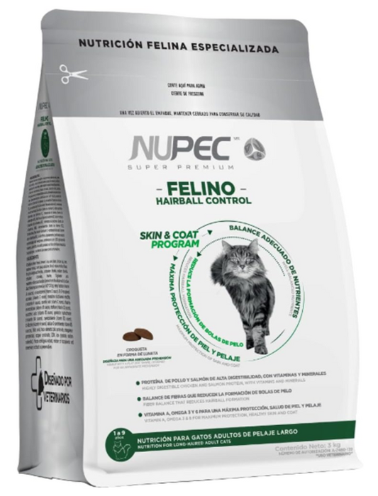 Nupec Felino Hairball control- Control de bolas de pelo. Bolsa de 3 kg.