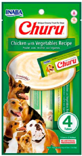 Inaba Churu Dog. Premio cremoso para perros. Paquete con 4 tubos.