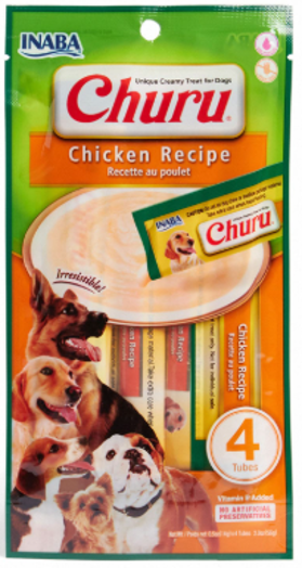 Inaba Churu Dog. Premio cremoso para perros. Paquete con 4 tubos.