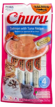 🐱 Inaba Churu Salmón receta atún -salmón – Premios Cremosos para Gatos con Sabor Irresistible