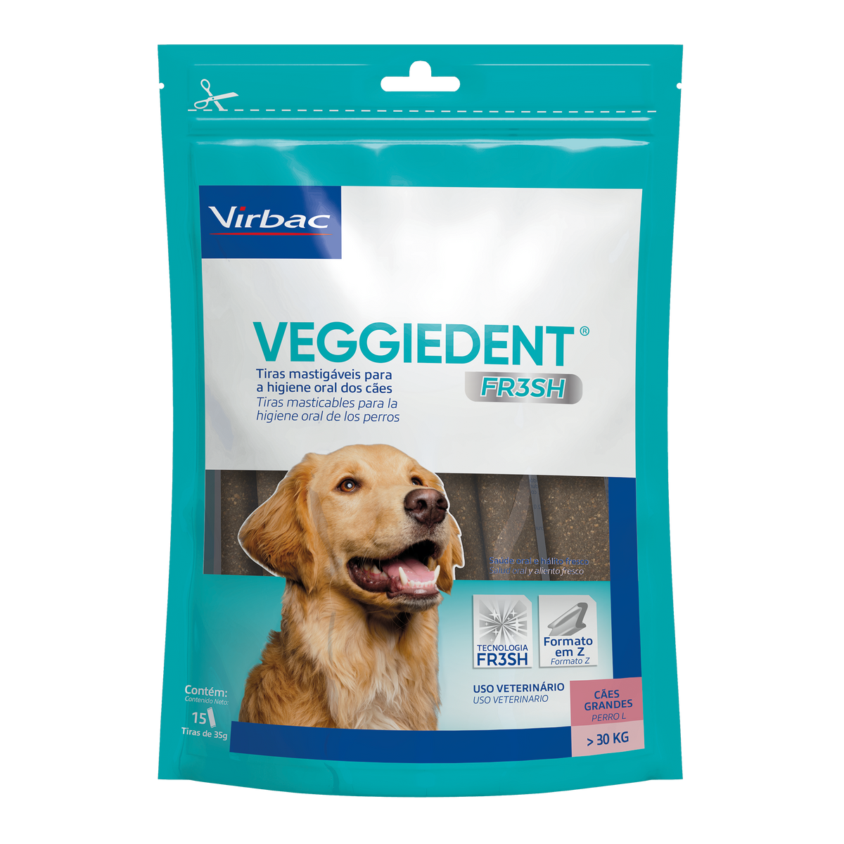🦷 Veggiedent Fresh Large – Tiras Masticables para Higiene Dental para Perros Grandes