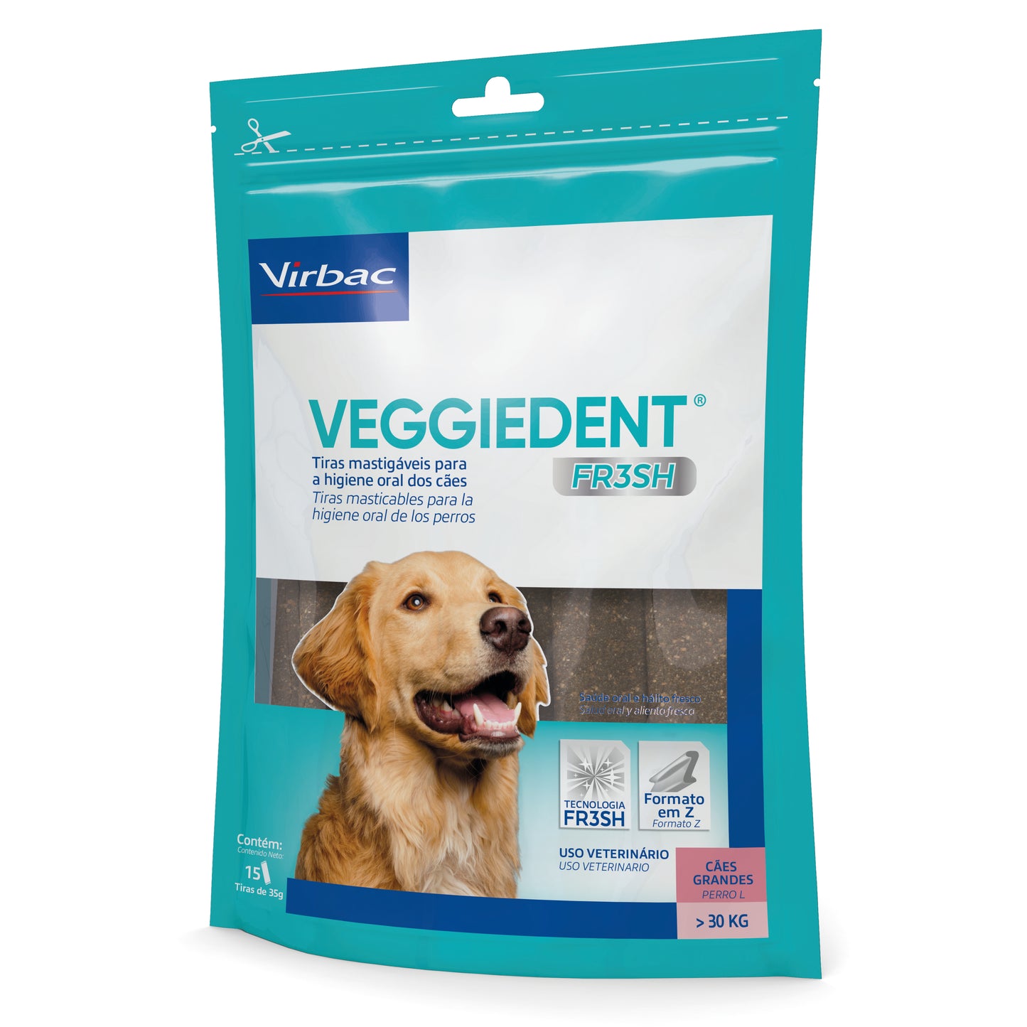 🦷 Veggiedent Fresh Large – Tiras Masticables para Higiene Dental para Perros Grandes