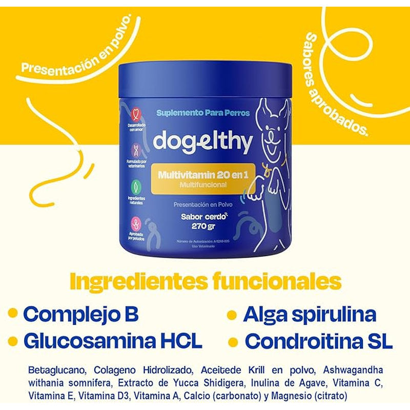 🐶 Dogelthy Multivitamínico 20 en 1 – Salud Completa para Perros