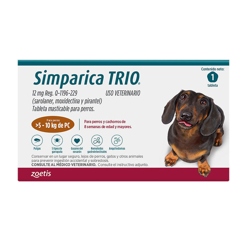 🐶 Simparica Trio – Tableta Masticable Desparasitante Externa e Interna para Perros