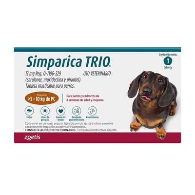 🐶 Simparica Trio – Tableta Masticable Desparasitante Externa e Interna para Perros